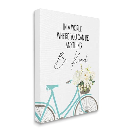 Stupell Industries Be Kind Bicycle & Flowers Canvas Wall Art